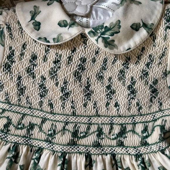Vtg. Child's Sophie Dess Creations Paris Smocked Acorn Print Dress - Sz 2 Yrs - Picture 10 of 13